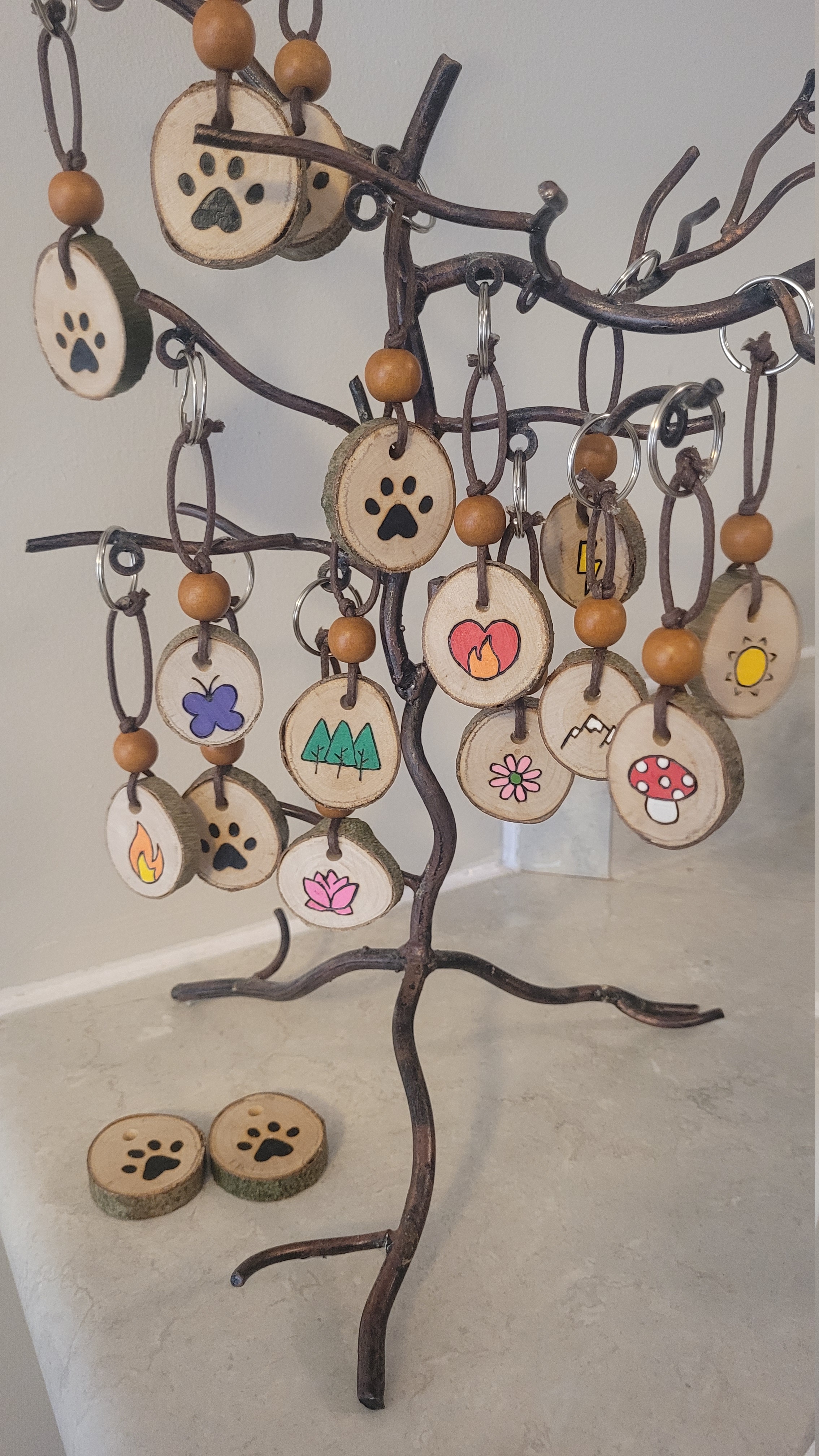 Hand Painted Wood Burned Keychains