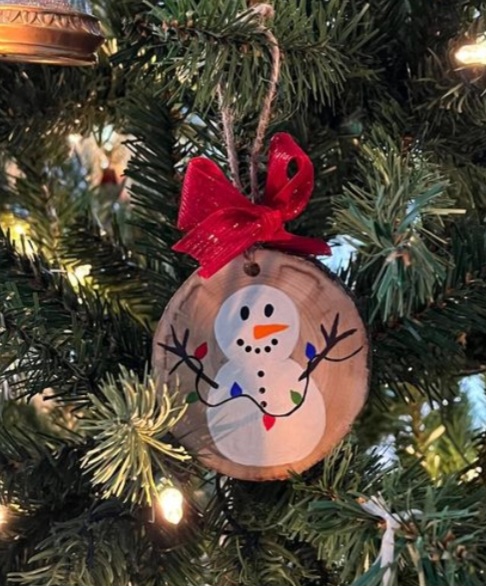 Wood Burned Ornament - Snowman